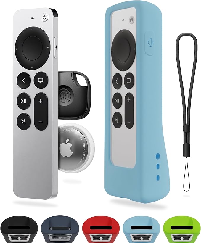 GripStand™ Apple TV Remote Cover, Scratch-Resistant Silicone Case Compatible with AirTag, Fits Siri Apple TV 4K/HD (2nd & 3rd Gen), Stand-Up Design, Enhanced Grip, Sky Glow by 73&Sunny