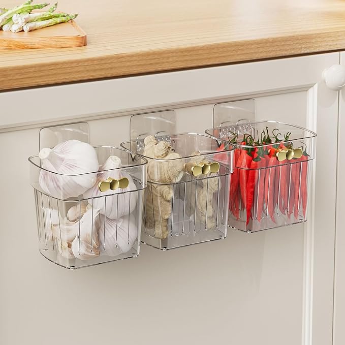 4 Pack Adhesive Cabinet Door Organizer, Compact Pantry Organizers and Storage Bins, Clear Bathroom Storage Organizer Shelf for Narrow Space, Wall Mounted Shower Caddy Hanging Sink Caddy