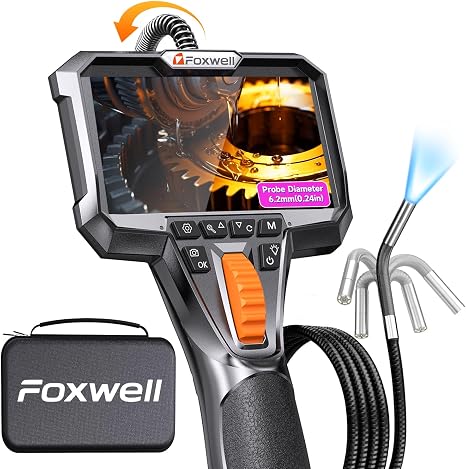 FOXWELL Y400 220° 2-Way Articulating Borescope, 0.24in Ultra-Slim Endoscope
