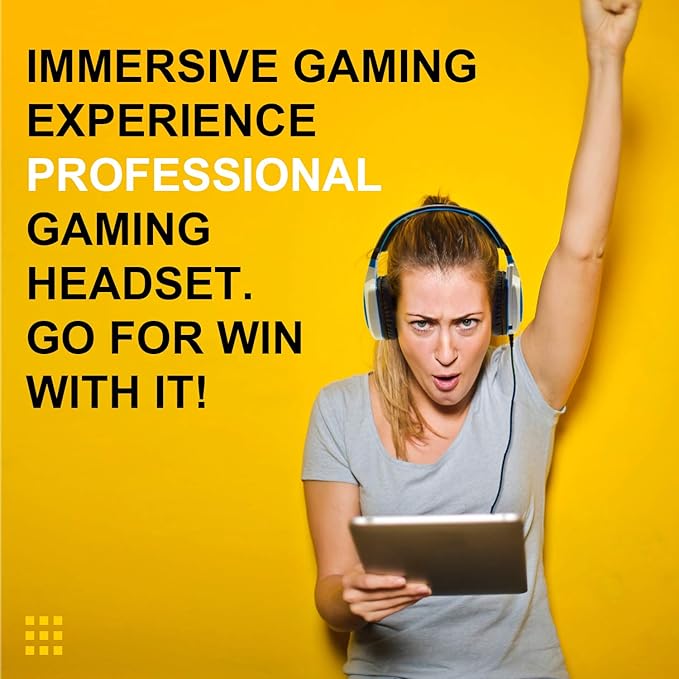 Stereo Gaming Headset for PC, Surround Sound Noise Isolation Wired Over Ear Headphones with Mic, Deep Bass, Soft Memory Earmuffs for Laptop Desktop Computer (White Blue)
