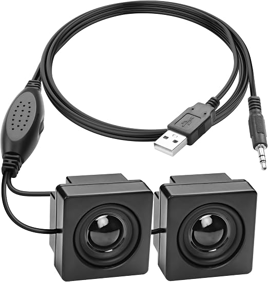 XMSJSIY Mini Computer Speaker for Desktop PC 3.5mm TRS Input -1.2M/3.9FT
