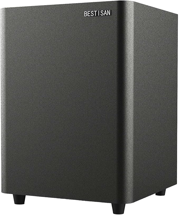BESTISAN Powered Subwoofer, Deep Bass Sub, Down Firing Subs, Easy Setup with Home Theater System, Receiver, Speakers, Coaxial Cable Included, RCA, LFE, AUX Input, High-Level Speaker Input & Output