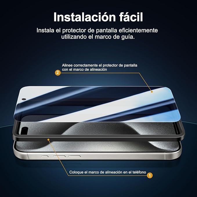 NEW'C 3x Privacy Screen Protector for iPhone 15 Pro Max (6.7 inches)+ 3x Camera Lens Protector, Sensor Protection, Case Friendly Tempered Glass Film, Ultra Resistant, Easy installation tool included