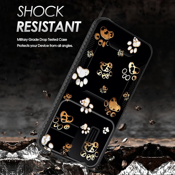 for Galaxy S25 FE Case Built in Slide Camera Lens Cover,Heavy Duty Shockproof Protection Dual Layer Case for Samsung Galaxy S25 FE 6.7" 2025,Cute Dog Paw Prints