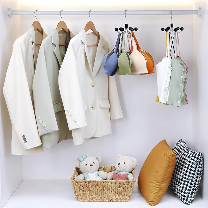 TOPIA HANGER Hoodie Hangers with 6 Wood Balls, 360°Swivel Purse Hanger, Scarf Hanger, Closet Hooks, Handbag Organizer, Bra Hanger, Accessory Organizers for Scarf, Tanktop, Hat, Hoodie CT56B