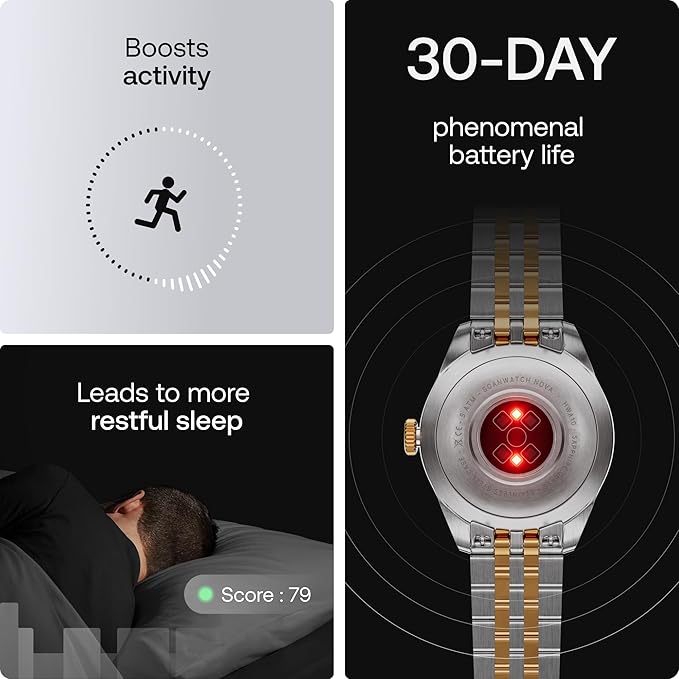 WITHINGS Scanwatch Nova Brilliant - Health Hybrid Smart Watch for Men & Women - SPO2, Temperature Monitoring, Sleep, Respiratory Health, Cycle Monitoring, 30-Day Battery Life, Apple iOS/Android