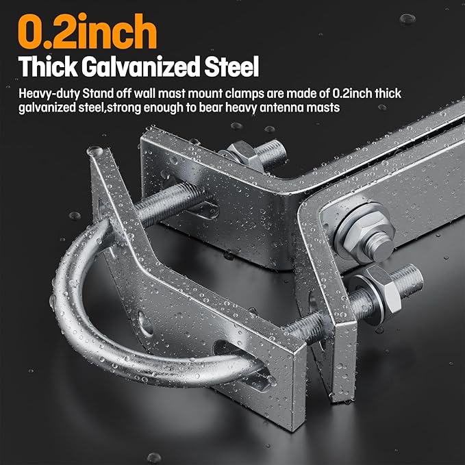Heavy-Duty Antenna Wall Mount,Windproof Stand Off Wall Mast Mounting Clamps,1 Pair with Expansion Bolts (1 Pair Mount ( 3-Leg + 3-Leg), 26 Inch)