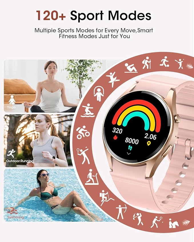 Smart Watches for Men/Women, 1.26" HD Smart Watch for Android Phones & iPhones (Make/Answer Calls), IP68 Fitness Watch for Women/Men with 110+ Sport Modes, Heart Rate Monitor, Sleep Tracker, Gift