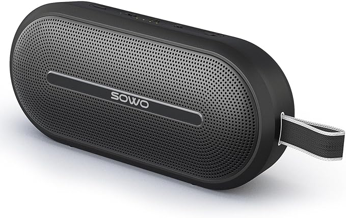 SOWO Portable Wireless Speaker with Bluetooth, Enhanced Immersive Bass, Partyboom Technology, 40W Loud Clear Stereo Sound, IP67 Waterproof, 16H Playtime for Outdoor, Camping and Travel - Deep Black