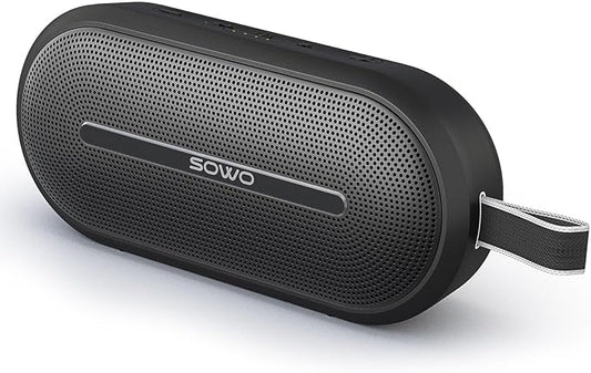 SOWO Portable Wireless Speaker with Bluetooth, Enhanced Immersive Bass, Partyboom Technology, 40W Loud Clear Stereo Sound, IP67 Waterproof, 16H Playtime for Outdoor, Camping and Travel - Deep Black