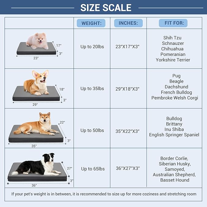 Vonabem Small Dog Bed Waterproof Pet Crate Pad Washable with Removable Cover Reversible, Puppy Cat Beds Orthopedic, Outdoor Durable Leather Anti-Slip 24 inch Kennel Pads 23"x17" Grey