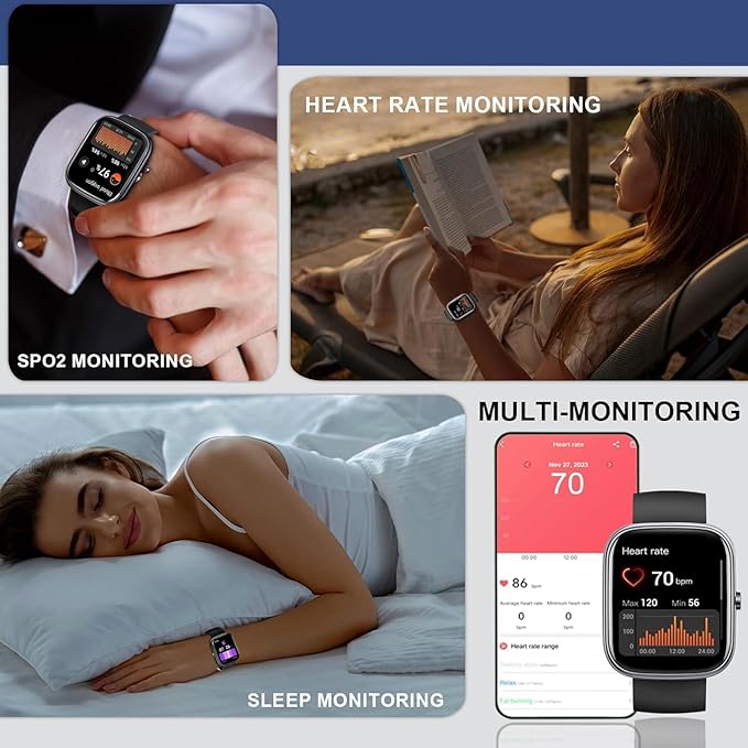 Smart Watch, SmartWatch for Men Women HD Touch Screen Answer/Make Call, IP68 Waterproof 120+ Sport Activity Tracker, Fitness Tracker with Sleep Monitor/Pedometer Heart Rate SpO2 for Android iOS