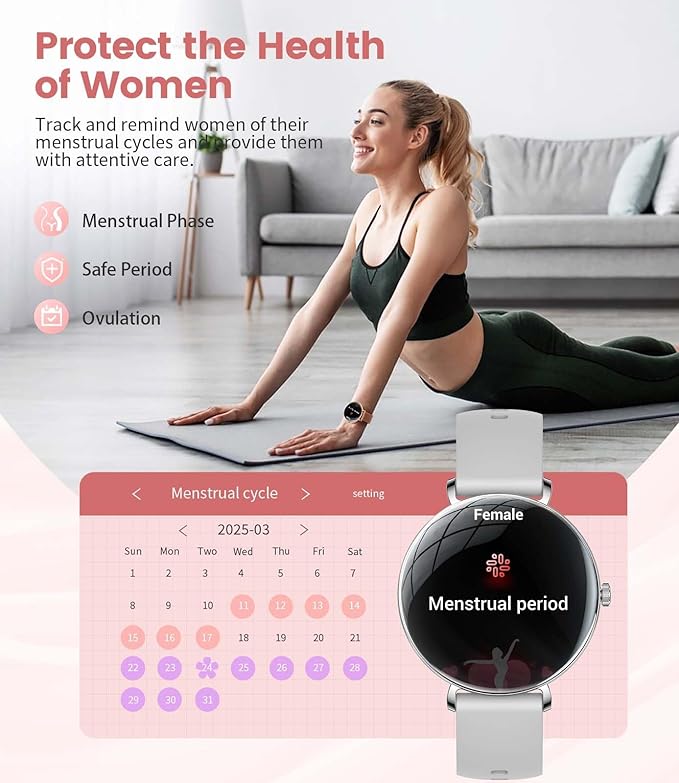 LIGE Ultra-Thin Smart Watch for Women(Answer/Make Calls),1.43" Always-on Display Smart Watch with Heart Rate,Clories Tracker 100+ Sports Modes, Women Smartwatch for Android iOS (Silver-FV17-G)