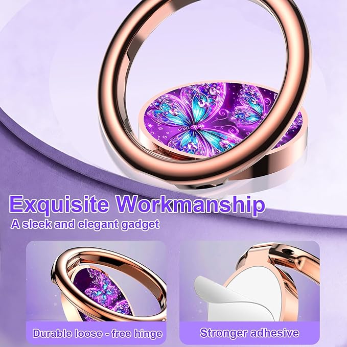 Magnetic Phone Ring Holder for MagSafe Grip,[Super Magnet],Stylish 360° Rotation Cell Phone Grip Stand Finger Ring Kickstand for iPhone 17 16 15 14 Pro Max,iPad and Smartphones,Purple