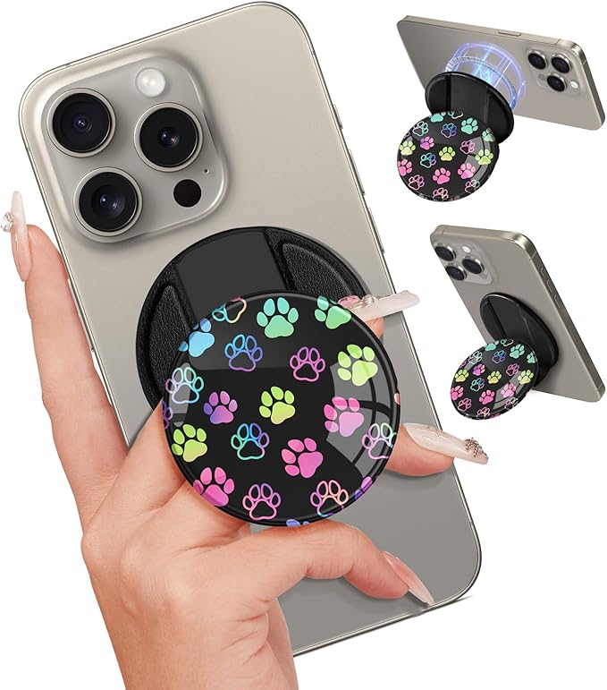 Kidcube Phone Grip Compatible with Magsafe - Magnetic Phone Grip Stand Cute Dog Paw Finger Grip Kickstand Ring Holder Women Girls Compatible with Magsafe Accessories for iPhone 16/15/14/13/12 Series