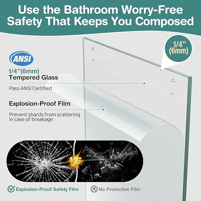 36 Corner Shower Door,36" W x 72" H Neo-Angle Corner Shower Enclosure,Frameless Pivot Shower Doors with 1/4” (6MM) SGCC Tempered Glass for Walk-in Shower,Matte Black