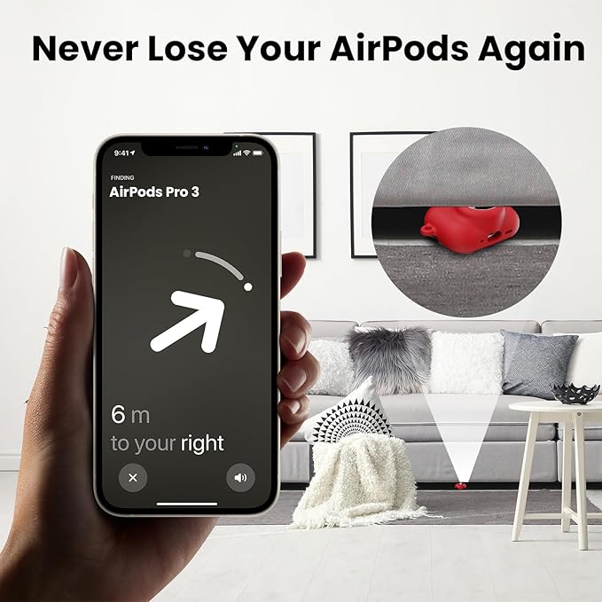 2 in 1 Silicone Case Compatible with AirPods Pro 3 and AirTag 2/1, Shockproof Protective Case Cover for AirPods Pro 3rd Generation 2025 with Cleaner Kit & Carabiner (Red)