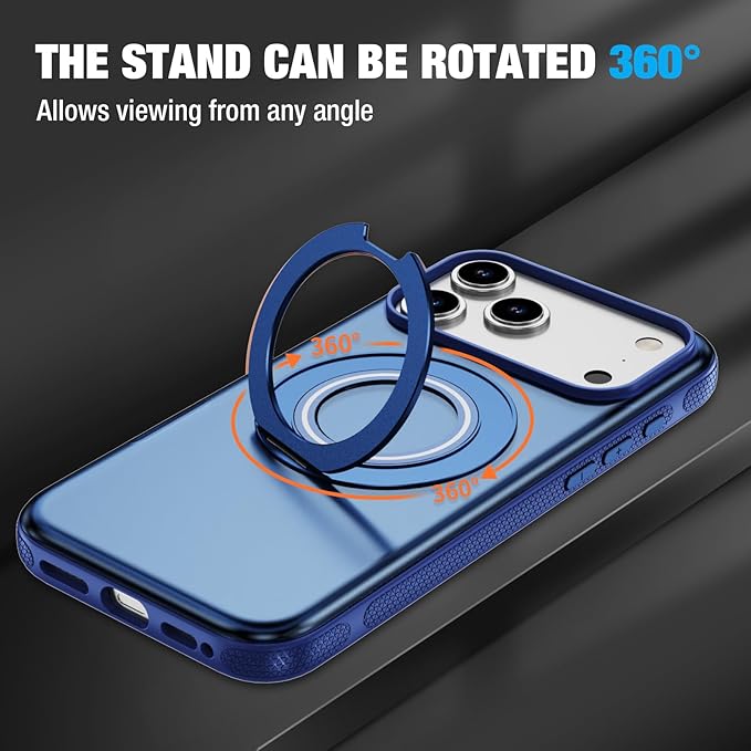 for iPhone 17 Pro Max Case [Compatible with Magsafe] [15 FT Military Grade Drop Protection] with Screen Protector & Lens Protector,Shockproof Kickstand Phone Case for iPhone 17 Pro Max (Blue)