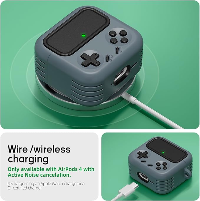 Inesore for Airpods 4 Case with Lock,Compatible with Airpods 4 with Active Noise Cancellation Cases,Classic Cool Funny Game Console Air pods4 Case Cover for Men Boy with Cleaner Kit(Black)