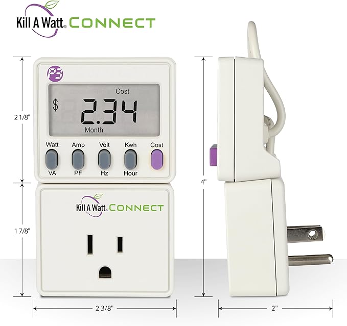 Kill A Watt Connect P4498 Electricity Usage Monitor Power Consumption Meter with Two Piece Housing and 35 Inch Cord for Easy Use