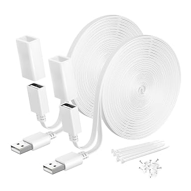 Itramax Flat USB A Male to Female Power Extension Cable 20FT/6M 2Pack,White