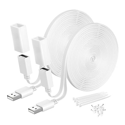 Itramax Flat USB A Male to Female Power Extension Cable 20FT/6M 2Pack,White
