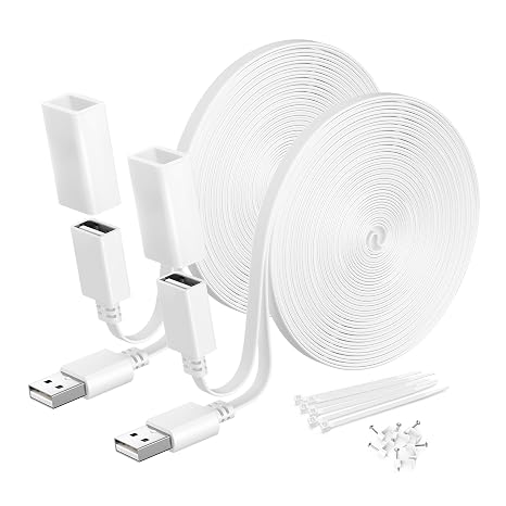 Itramax Flat USB A Male to Female Power Extension Cable 30FT/9M 2Pack,White