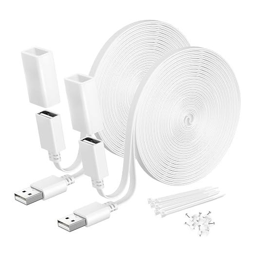 Itramax Flat USB A Male to Female Power Extension Cable 30FT/9M 2Pack,White