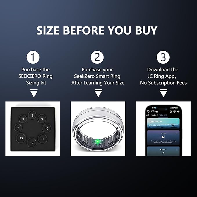Smart Ring for Women Men, Minimalist Health Ring with Heart Rate, Step Counting, Calories, 5ATM Waterproof Smart Rings for iPhone and Android, No Subscription(Silver 11)