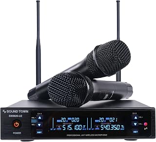 Sound Town Metal 200 Channels UHF Wireless Microphone System with 2 Handheld Microphones and Auto Scan, for Church, School, Outdoor Wedding, Meeting, Party and Karaoke (SWM26-U2HH) - Image 1