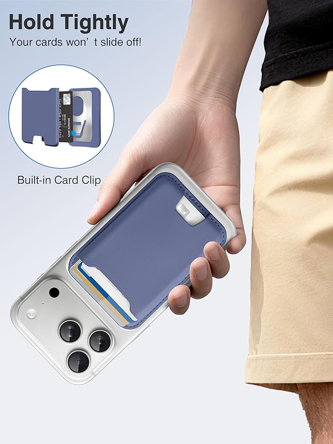 TopMade for Magsafe Wallet, Strongest Magnetic Card Holder for iPhone 17, iPhone 16/15/14/13/12 Series, Leather Magnetic Phone Wallet with Powerful Magnet, Card RFID Blocking, Fit 4 Cards, Purple