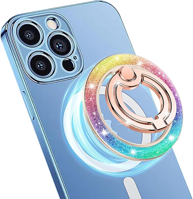 Mindsky Magnetic Phone Ring Holder,Glitter Fashion Color magsafe Ring Holder,Phone Ring Holder Grip for iPhone 17/16 /15/14/13/ 12series/Android (LargeSmall Ring)