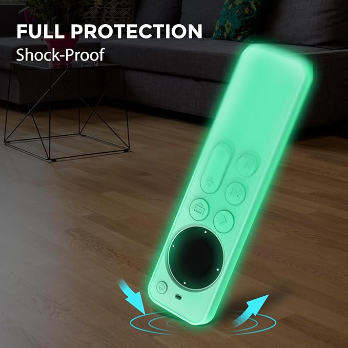 AhaStyle Protective Case for 2021 Apple TV Siri Remote 4k, Anti-Slip Silicone Cover Skin Compatible with Apple TV Remote/Siri Remote [2nd Generation](Glow Blue)