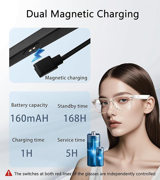 AI Smart Glasses, Multifunctional Bluetooth Sunglasses for Men & Women, 116 Languages & Accents Translator Device, Blue Light Filter & Polarized UV Protection Lenses Translation Glasses, Pink