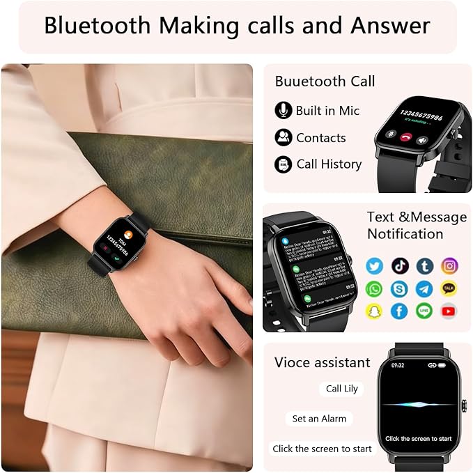 Smart Watch for Women Men Fitness: Make Answer Call Digital Mens Watches Waterproof Running Smartwatch for Android Phone iPhone Samsung Compatible Heart Rate Monitor SpO2 Pedometer Step Tracker