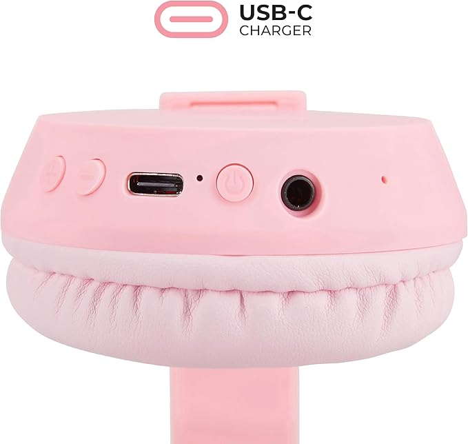 Altec Lansing - Kid Safe 2-in-1 Bluetooth Headphones, Safe Volume Limiting, Foldable Design, Enjoy Audio and Protect Your Child's Hearing (Pink)