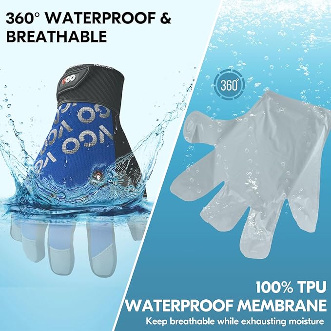 Vgo... 1 Pair Cold Weather Work Gloves Men, Goat Leather Gardening Gloves,Light Duty Mechanic Gloves(Blue,Size M,GA9604F)
