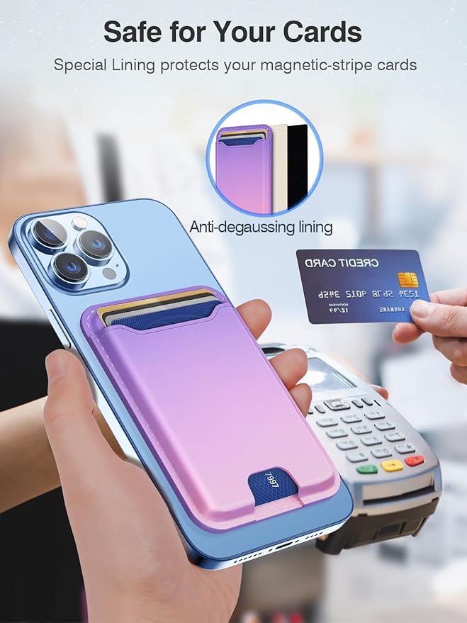 TopMade for Magsafe Wallet, Strongest Magnetic Card Holder for iPhone 17, iPhone 16/15/14/13/12 Series, Leather Magnetic Phone Wallet with Powerful Magnets, RFID Blocking, Fit 4 Cards, Fuschia Fade