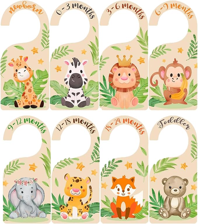 Baby Clothes Organizer - 8 Colorful Zoo Friends Baby Closet Dividers, Size Sorting Magic for Your Little One's Wardrobe (Colorful Number)