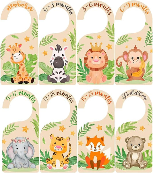 Baby Clothes Organizer - 8 Colorful Zoo Friends Baby Closet Dividers, Size Sorting Magic for Your Little One's Wardrobe (Colorful Number)
