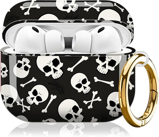 Compatible with AirPod Pro 3 (2025),Cute Case Cover for Women & Men, Full Protection Shockproof Hard Case with Keychain, Wireless Charging Case Accessories(Skulls and Crossbones)