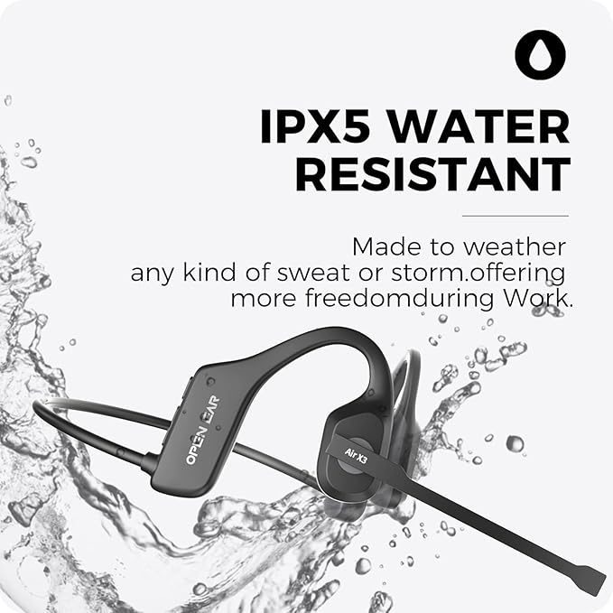 Open Ear Headphones with Mic, 32g Bluetooth Headset with Microphone, Dual Connect Bluetooth 6.0 with Noise Cancelling Mute Function, Wireless Headset with Mic for Sports,Work, Drivers, Call Centre
