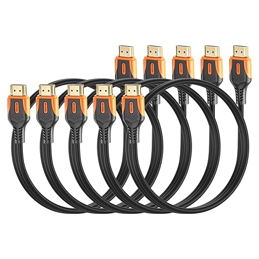 4K HDMI Cable 6FT 5-Pack, High Speed 18Gbps HDMI 2.0 Cord, Support 4K@60Hz & 2K@240Hz, HDR10, 12bit, 3D, ARC, Dolby, DTS, HDCP 2.2 for TV, Monitor, Apple TV, Roku, Soundbar, PS5, Xbox