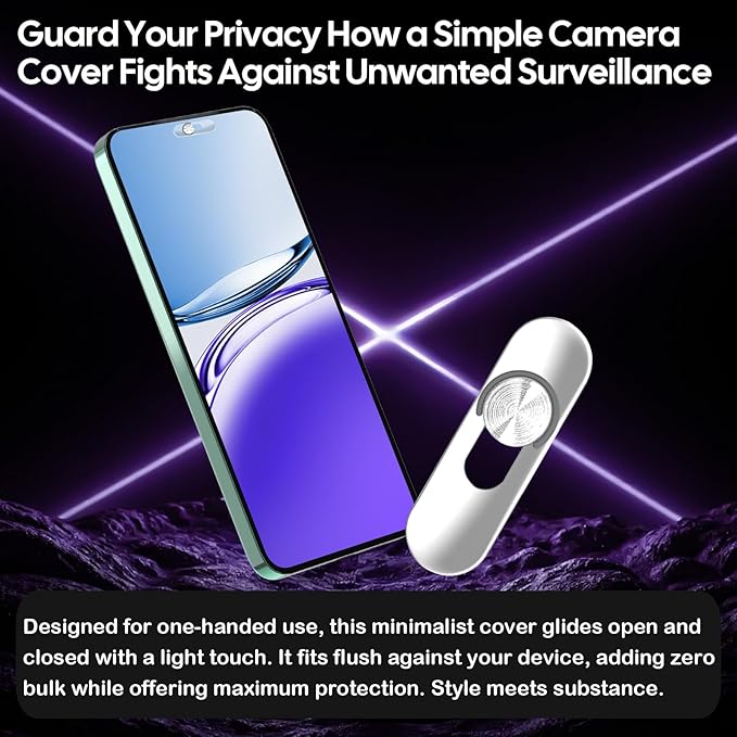 Front Camera Cover,Smartphones Webcam Cover Protect Privacy, Camera Privacy Covers Compatible for Galaxy, Pixel & iPad, Android Privacy Protection Slide, 2 Pack-Silver