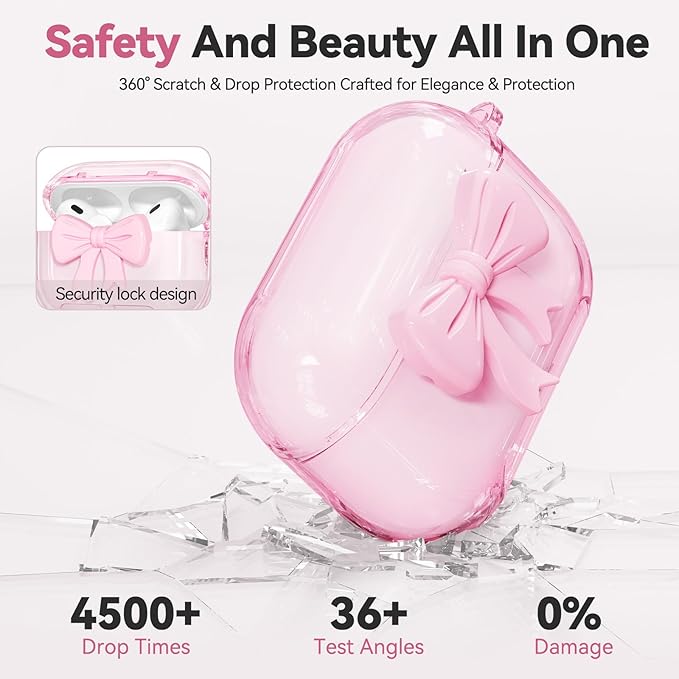 for Airpods Pro 2 Case 2022/2023, Joremx Clear Cases with Phone Stand & Cute Butterfly Keychain & Cleaning Kit, Soft TPU Cover for AirPods Pro 2nd Generation Case Girls Women (Pink)
