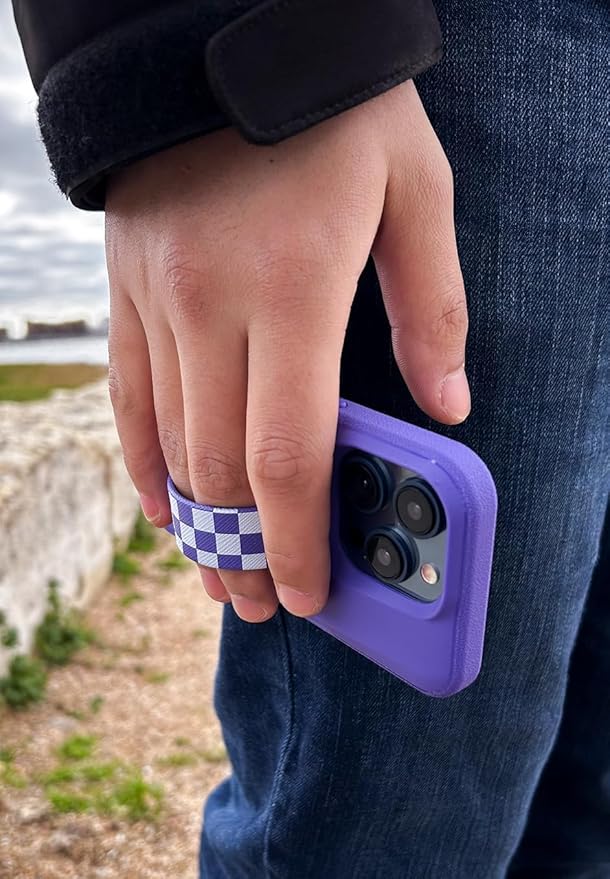 Smartish Phone Grip Loop - Prop Tart - Pop Out Finger Strap and Holder with Kick Stand [Compatible with All iPhone and Android Phones] - Checkerboard