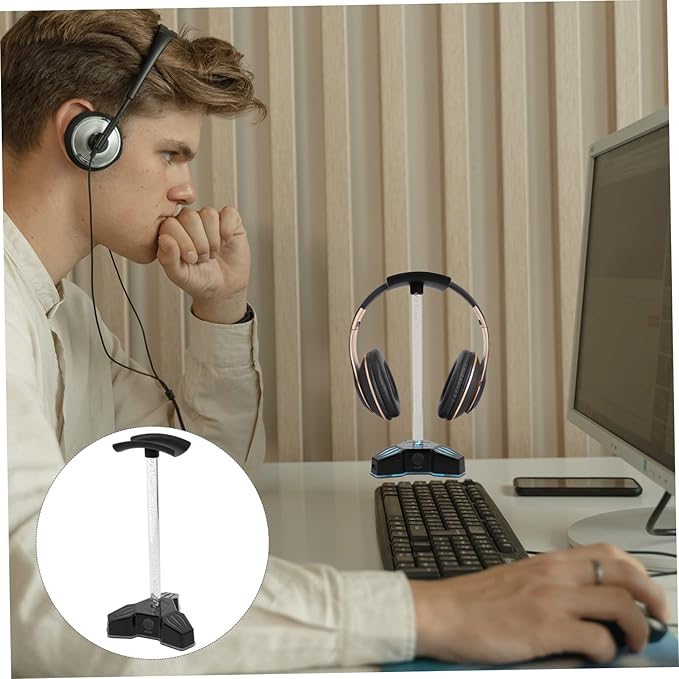 RGB Headphone Stand USB Port 7.1 Surround Sound Gaming Headset Holder Multi-Functional Desktop Display for Teen Boys Creative Desk Accessory