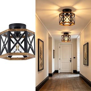 2-Pack Farmhouse Semi Flush Mount Ceiling Light, 9.5" Hallway Light Fixture - Image 1