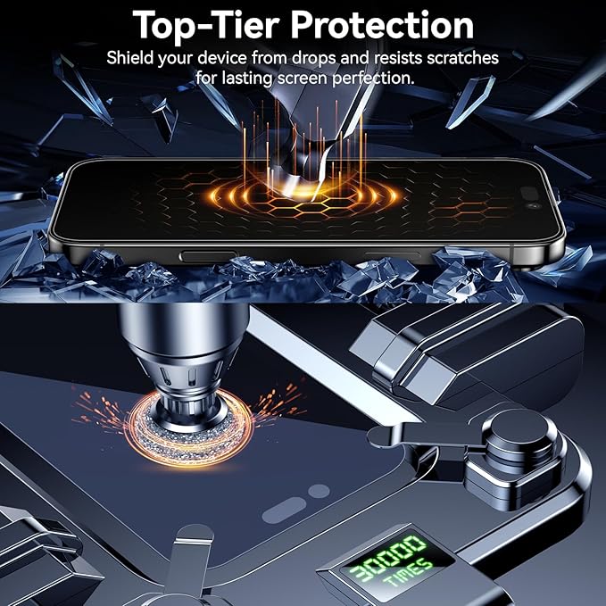 Esanik [2+2 Pack for iPhone 16 Pro Privacy Screen Protector – Anti-Spy Tempered Glass & Camera Lens Cover, Military-Grade 9H Hardness, Anti-Scratch, Flawless Fit Tray