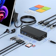 Surface Dock Triple Displays 4K HDMI+DP+Thunderbolt 4, 12 in 1 Surface Docking Station with 120W Power Adapter for Surface Pro 12/11/10/9/8/X/7/6/5, Surface Book Go, Surface Laptop, Surface Go Dock - Image 1
